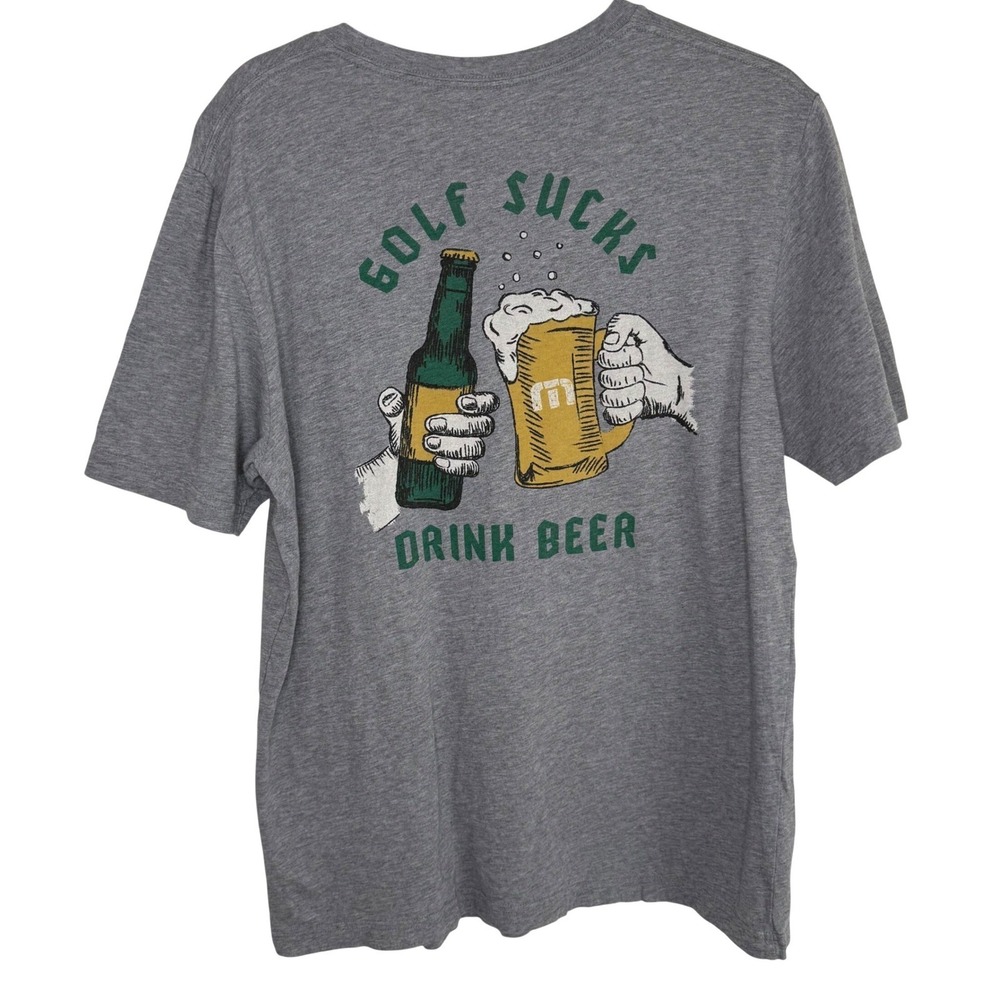 TravisMathew Golf Sucks Drink Beer Graphic T-Shirt LTD Edition St. Patrick's Day